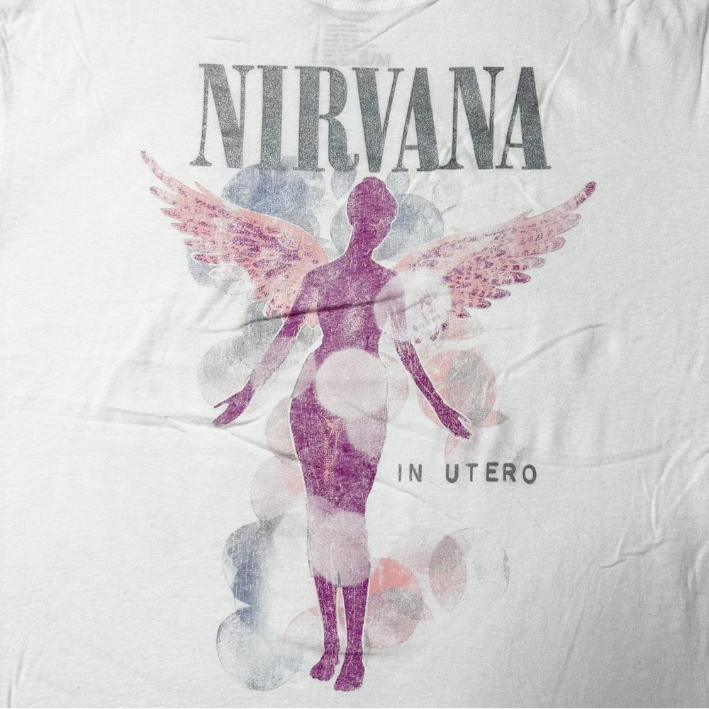 Nirvana In Utero Tour Oversized Graphic T-Shirt White Unisex S/M - Picture 3 of 8